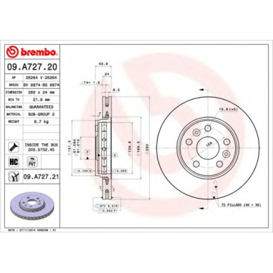 Kočioni disk BREMBO 09.A727.20