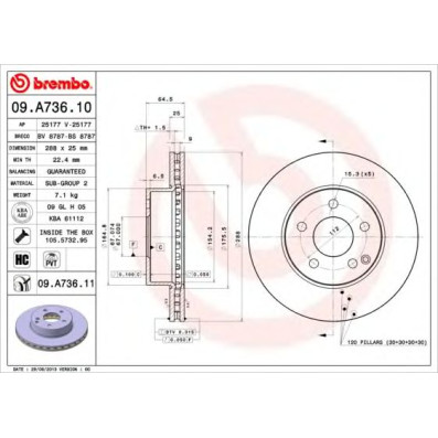Kočioni disk BREMBO 09.A736.11
