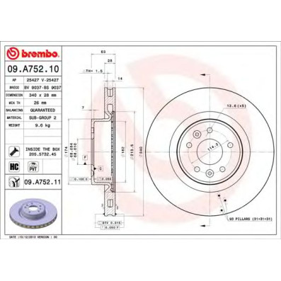 Kočioni disk BREMBO 09.A752.10