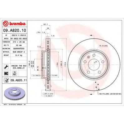 Kočioni disk BREMBO 09.A820.10