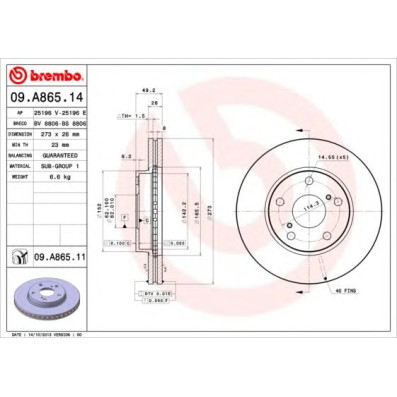 Kočioni disk BREMBO 09.A865.11