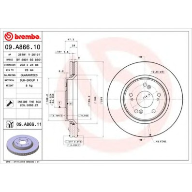 Kočioni disk BREMBO 09.A866.10