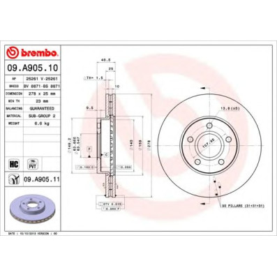 Kočioni disk BREMBO 09.A905.10