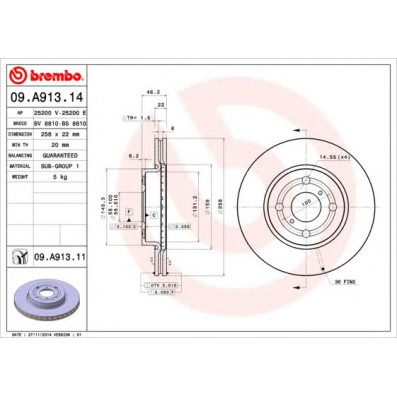 Kočioni disk BREMBO 09.A913.14