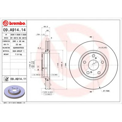 Kočioni disk Brembo 09.A914.14