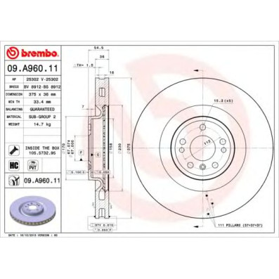 Kočioni disk BREMBO 09.A960.11