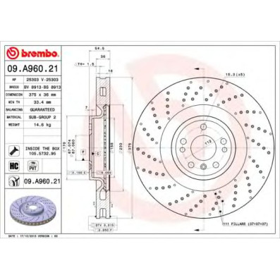 Kočioni disk BREMBO 09.A960.21