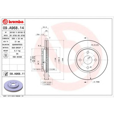 Kočioni disk BREMBO 09.A968.14