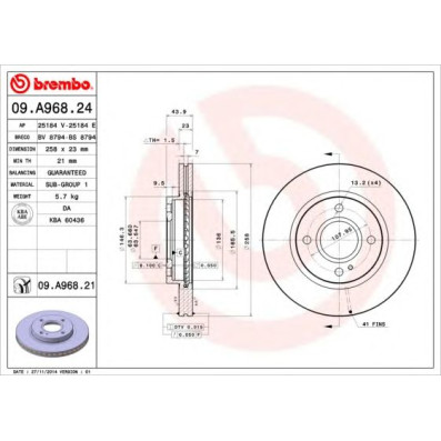 Kočioni disk BREMBO 09.A968.24