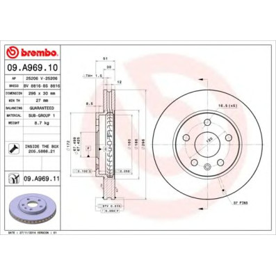 Kočioni disk BREMBO 09.A969.10