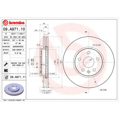Kočioni disk BREMBO 09.A971.11