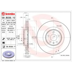 Kočioni disk BREMBO 09.B039.11