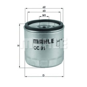 Filter za ulje MAHLE OC 91D