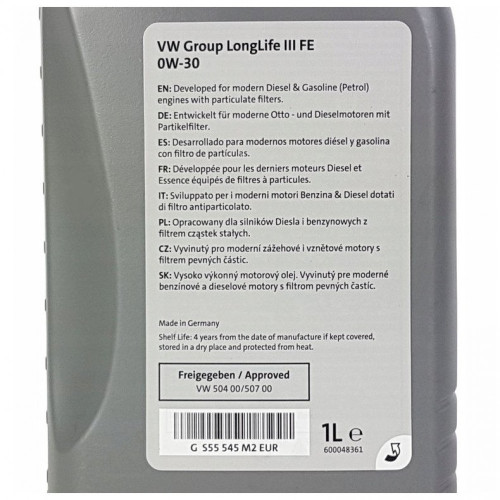 VW  Original Longlife III 0W-30, 1L