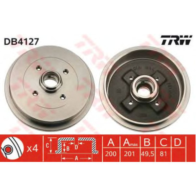Kočioni bubanj TRW DB4127