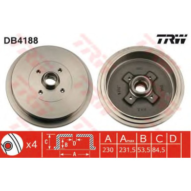 Kočioni bubanj TRW DB4188