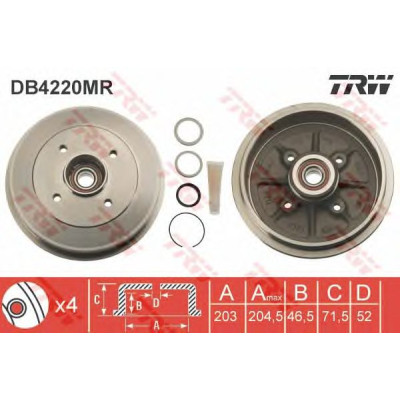 Kočioni bubanj s ležajem TRW DB4220MR