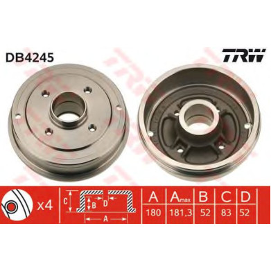 Kočioni bubanj TRW DB4245