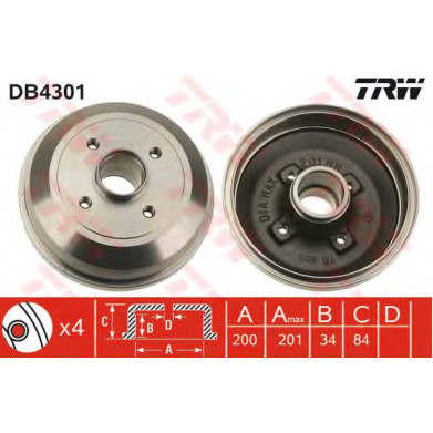 Kočioni bubanj TRW DB4301