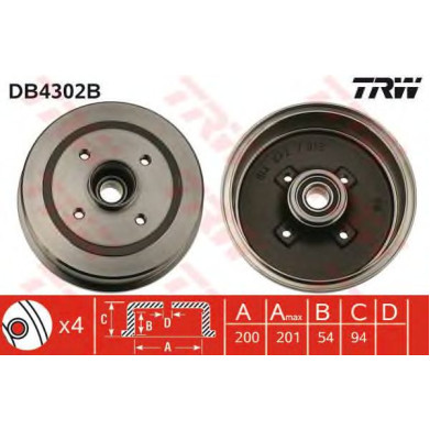 Kočioni bubanj s ležajem TRW DB4302B
