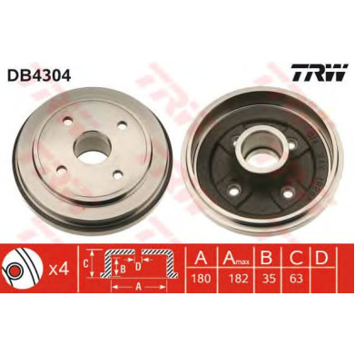 Kočioni bubanj TRW DB4304