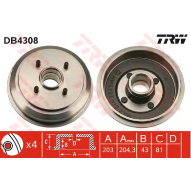 Kočioni bubanj TRW DB4308