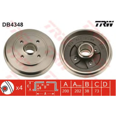 Kočioni bubanj TRW DB4348