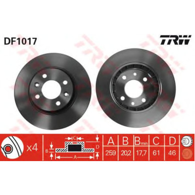 Kočioni disk TRW DF1017