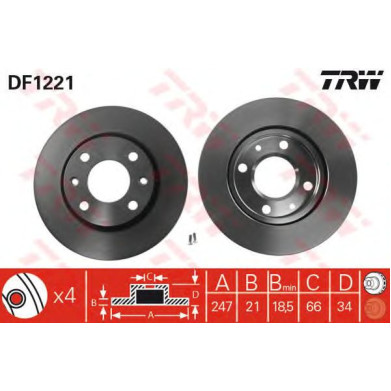 Kočioni disk TRW DF1221