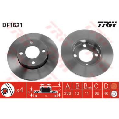 Kočioni disk TRW DF1521