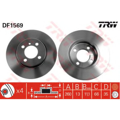 Kočioni disk TRW DF1569