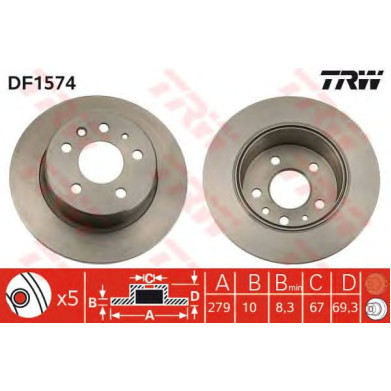 Kočioni disk TRW DF1574