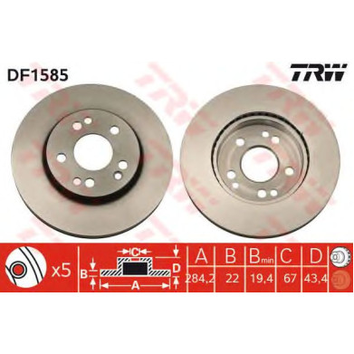 Kočioni disk TRW DF1585