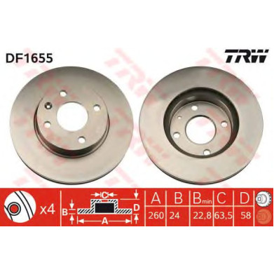 Kočioni disk TRW DF1655