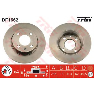 Kočioni disk TRW DF1662