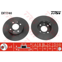 Kočioni disk TRW DF1740