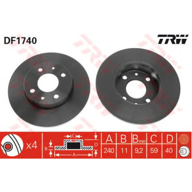 Kočioni disk TRW DF1740