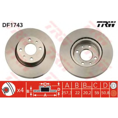 Kočioni disk TRW DF1743
