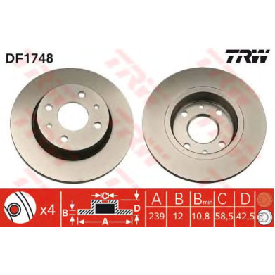 Kočioni disk TRW DF1748