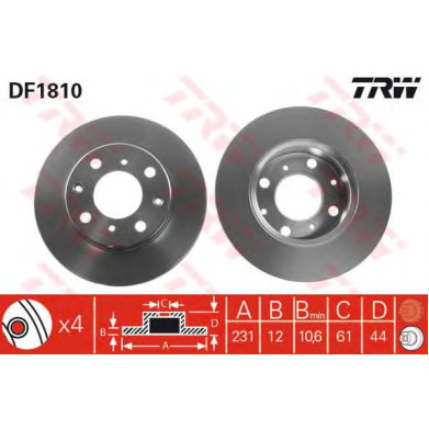 Kočioni disk TRW DF1810