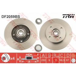 Kočioni disk s ležajem TRW DF2059BS