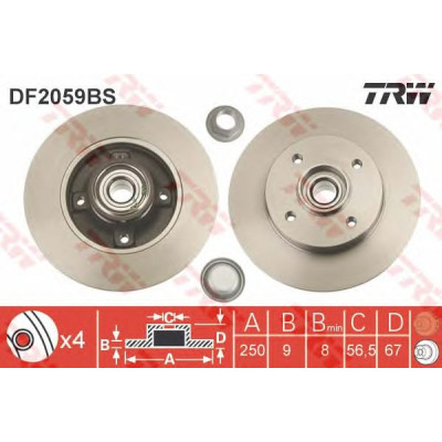 Kočioni disk s ležajem TRW DF2059BS