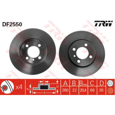 Kočioni disk TRW DF2550