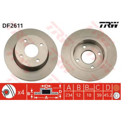 Kočioni disk TRW DF2611