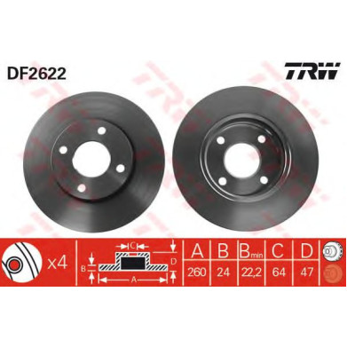 Kočioni disk TRW DF2622