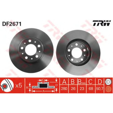 Kočioni disk TRW DF2671