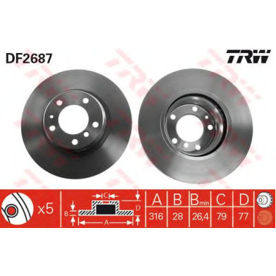 Kočioni disk TRW DF2687