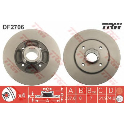 Kočioni disk TRW DF2706