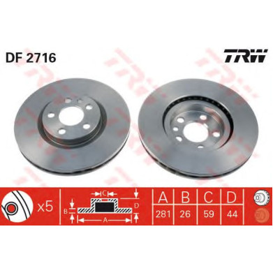 Kočioni disk TRW DF2716