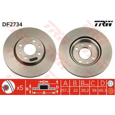 Kočioni disk TRW DF2734